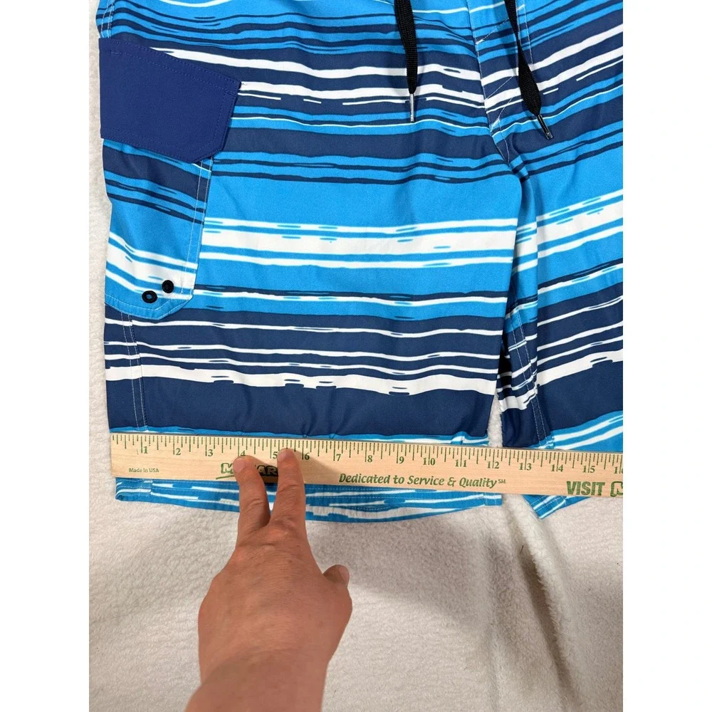 Under Armour Mens Board Shorts HeatGear Swim Trunks Blue Striped Size 34 Tie